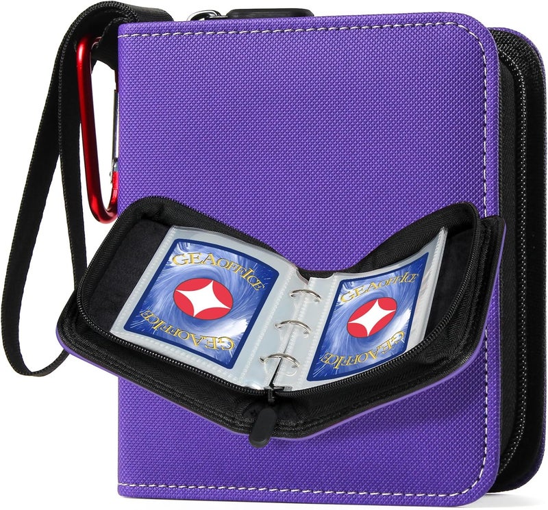 GEAoffice Mini Card Binder 2-Pocket, Super Lightweight Small Collectible Trading Card Albums for 80 Cards, 1 Pocket Top Loading Binder for TCG, MTG, Sports&Game Cards, Gifts for Girls, Purple - Image 1